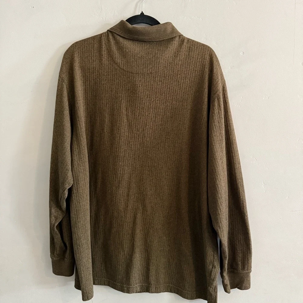 John Henry Ribbed Cotton Blend Long Sleeve Collared Shirt